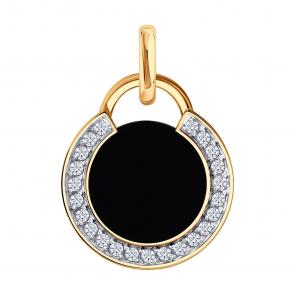 Золотая подвеска Diamant с фианитом и агатом 51-330-00074-1 фото