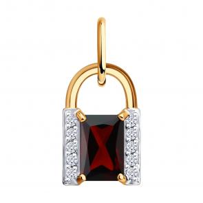 Золотая подвеска Diamant с фианитом и гранатом 51-330-00916-1 фото