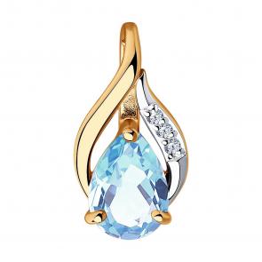 Золотая подвеска Diamant с топазом и фианитом 51-330-00985-1 фото