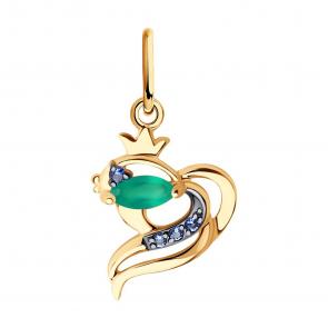 Золотая подвеска Diamant с фианитом и агатом 51-330-01469-1 фото