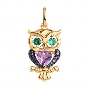 Золотая подвеска Diamant с фианитом и аметистом 51-330-01470-1 фото