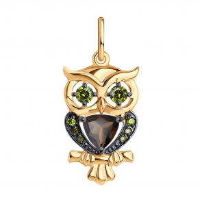 Золотая подвеска Diamant с фианитом и раухтопазом 51-330-01470-2 фото