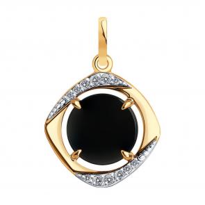 Золотая подвеска Diamant с фианитом и агатом 51-330-01775-1 фото
