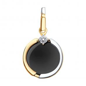 Золотая подвеска Diamant с фианитом и агатом 51-330-01871-1 фото