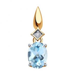Золотая подвеска Diamant с топазом и фианитом 51-330-01919-1 фото