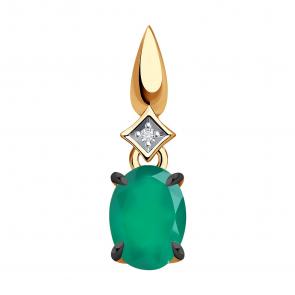 Золотая подвеска Diamant с фианитом и агатом 51-330-01919-6 фото