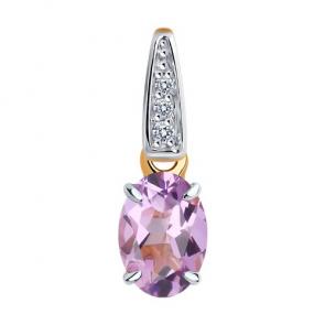 Золотая подвеска Diamant с фианитом и аметистом 51-330-01933-2 фото