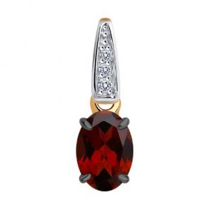 Золотая подвеска Diamant с фианитом и гранатом 51-330-01933-4 фото