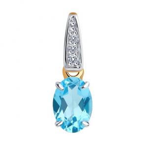 Золотая подвеска Diamant с топазом и фианитом 51-330-01933-5 фото