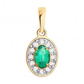 Золотая подвеска Diamant с топазом и изумрудом 51-330-01961-2 фото