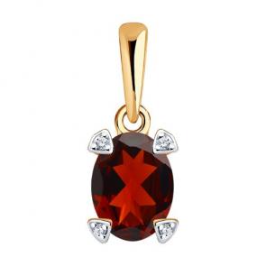 Золотая подвеска Diamant с фианитом и гранатом 51-330-01968-2 фото