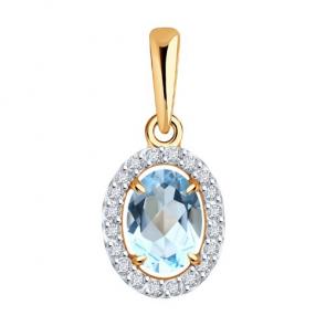 Золотая подвеска Diamant с топазом и фианитом 51-330-02049-1 фото