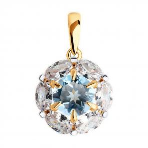 Золотая подвеска Diamant с топазом и фианитом 51-330-02100-1 фото
