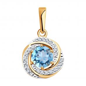 Золотая подвеска Diamant с топазом и фианитом 51-330-02281-1 фото