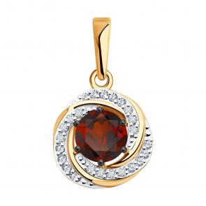 Золотая подвеска Diamant с фианитом и гранатом 51-330-02281-2 фото