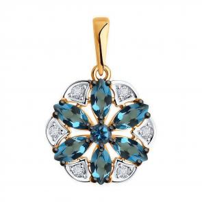 Золотая подвеска Diamant с фианитом и Лондон топазом 51-330-02343-3 фото