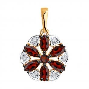 Золотая подвеска Diamant с фианитом и гранатом 51-330-02343-4 фото