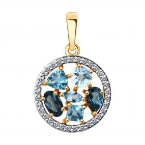 Золотая подвеска Diamant с топазом, фианитом и Лондон топазом 51-330-02388-1 фото