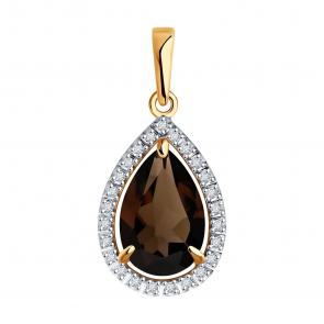 Золотая подвеска Diamant с фианитом и раухтопазом 51-330-02439-3 фото