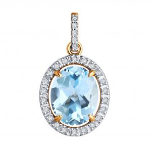 Золотая подвеска Diamant с топазом и фианитом 51-330-02442-1 фото