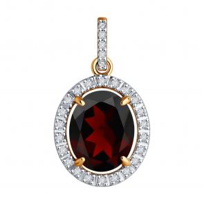 Золотая подвеска Diamant с фианитом и гранатом 51-330-02442-2 фото