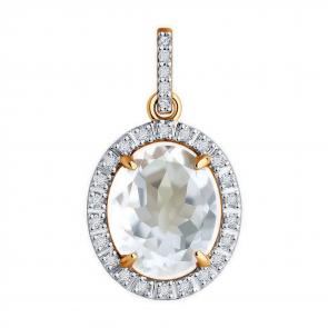 Золотая подвеска Diamant с фианитом и горным хрусталём 51-330-02442-4 фото