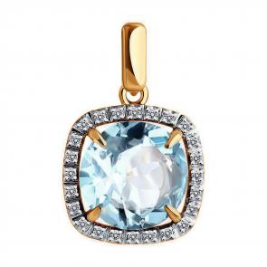 Золотая подвеска Diamant с топазом и фианитом 51-330-02449-1 фото