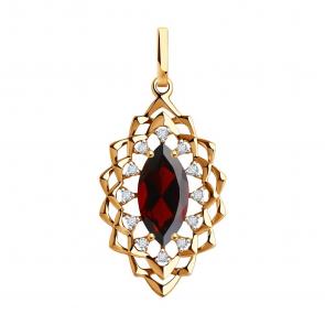 Золотая подвеска Diamant с фианитом и гранатом 51-330-02468-3 фото