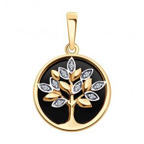 Золотая подвеска Diamant с фианитом и агатом 51-330-02481-1 фото