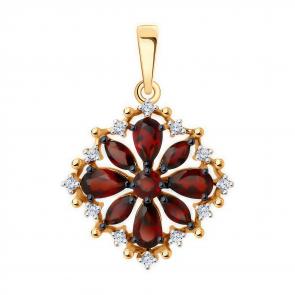 Золотая подвеска Diamant с фианитом и гранатом 51-330-02484-1 фото