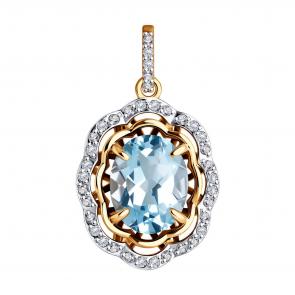 Золотая подвеска Diamant с топазом и фианитом 51-330-02510-1 фото