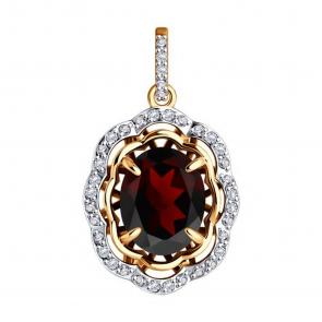 Золотая подвеска Diamant с фианитом и гранатом 51-330-02510-2 фото