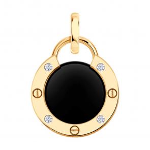 Золотая подвеска Diamant с фианитом и агатом 51-330-02657-1 фото