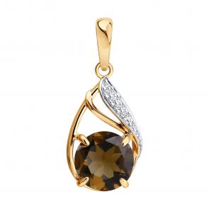 Золотая подвеска Diamant с фианитом и раухтопазом 51-330-02662-2 фото