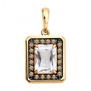 Золотая подвеска Diamant с фианитом и горным хрусталём 51-330-02962-1 фото