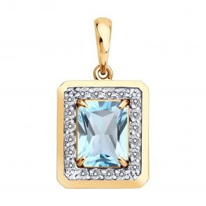 Золотая подвеска Diamant с топазом и фианитом 51-330-02962-2 фото