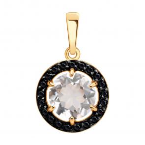 Золотая подвеска Diamant с фианитом и горным хрусталём 51-330-02966-1 фото