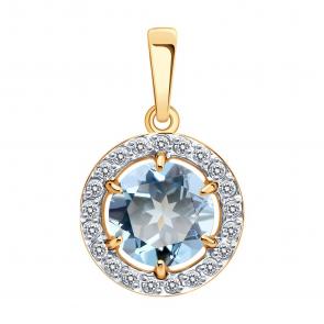 Золотая подвеска Diamant с топазом и фианитом 51-330-02966-2 фото