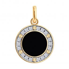 Золотая подвеска Diamant с фианитом и агатом 51-330-02989-1 фото