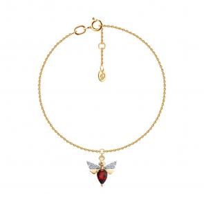 Золотой браслет Diamant с фианитом и гранатом 51-350-00452-1 фото