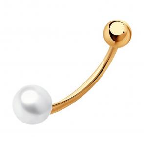 Золотой пирсинг в пупок Diamant с жемчугом 51-360-02257-1 фото
