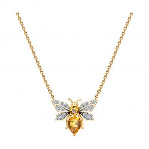 Золотое колье Diamant с фианитом и цитрином 51-370-00466-1 фото