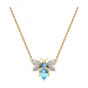 Золотое колье Diamant с топазом и фианитом 51-370-00466-2 фото