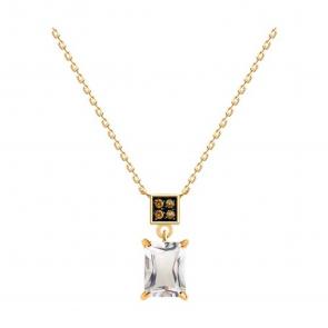 Золотое колье Diamant с фианитом и горным хрусталём 51-370-02948-1 фото