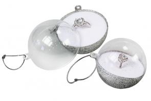 Футляр пластиковый полупрозрачный с глиттером Шар под кольцо и серьги серия Новогодняя 51101-Н-с фото