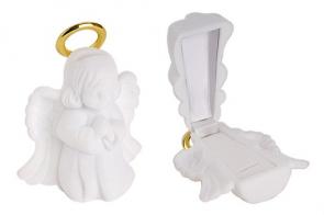 Футляр флокированный Ангелочек под кольцо и серьги серия Новогодняя 51716-бел фото