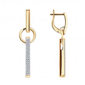 Золотые серьги Золотые узоры с цирконием 52-0102 фото