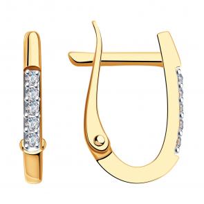 Золотые серьги Золотые узоры с цирконием 52-0112 фото