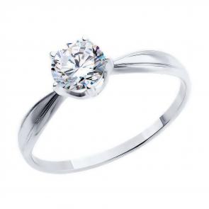 Кольцо из белого золота Diamant с фианитом 52-110-00099-1 фото
