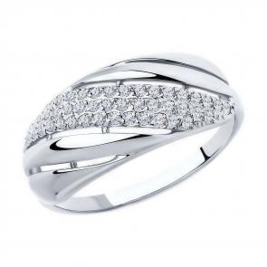 Кольцо из белого золота Diamant с фианитом 52-110-00233-1 фото